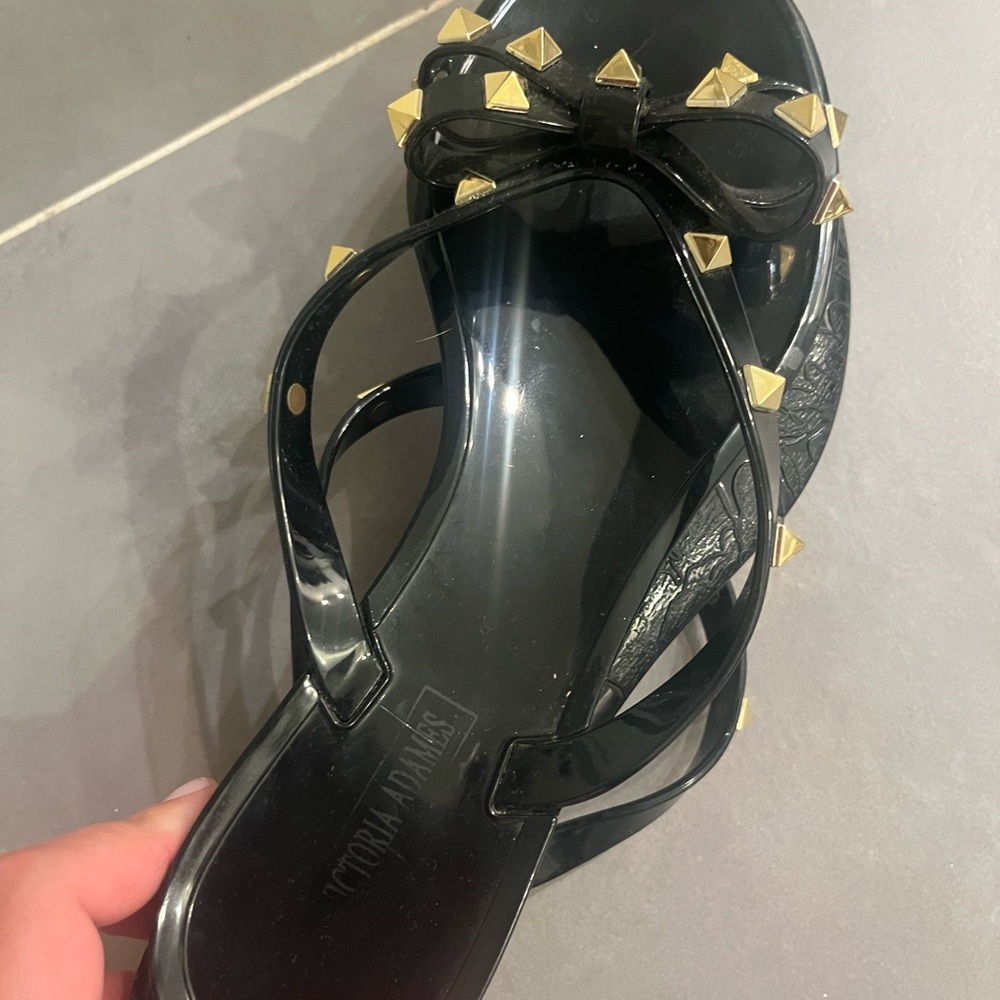 Black jelly Sandals with rock studs - Picture 3 of 6